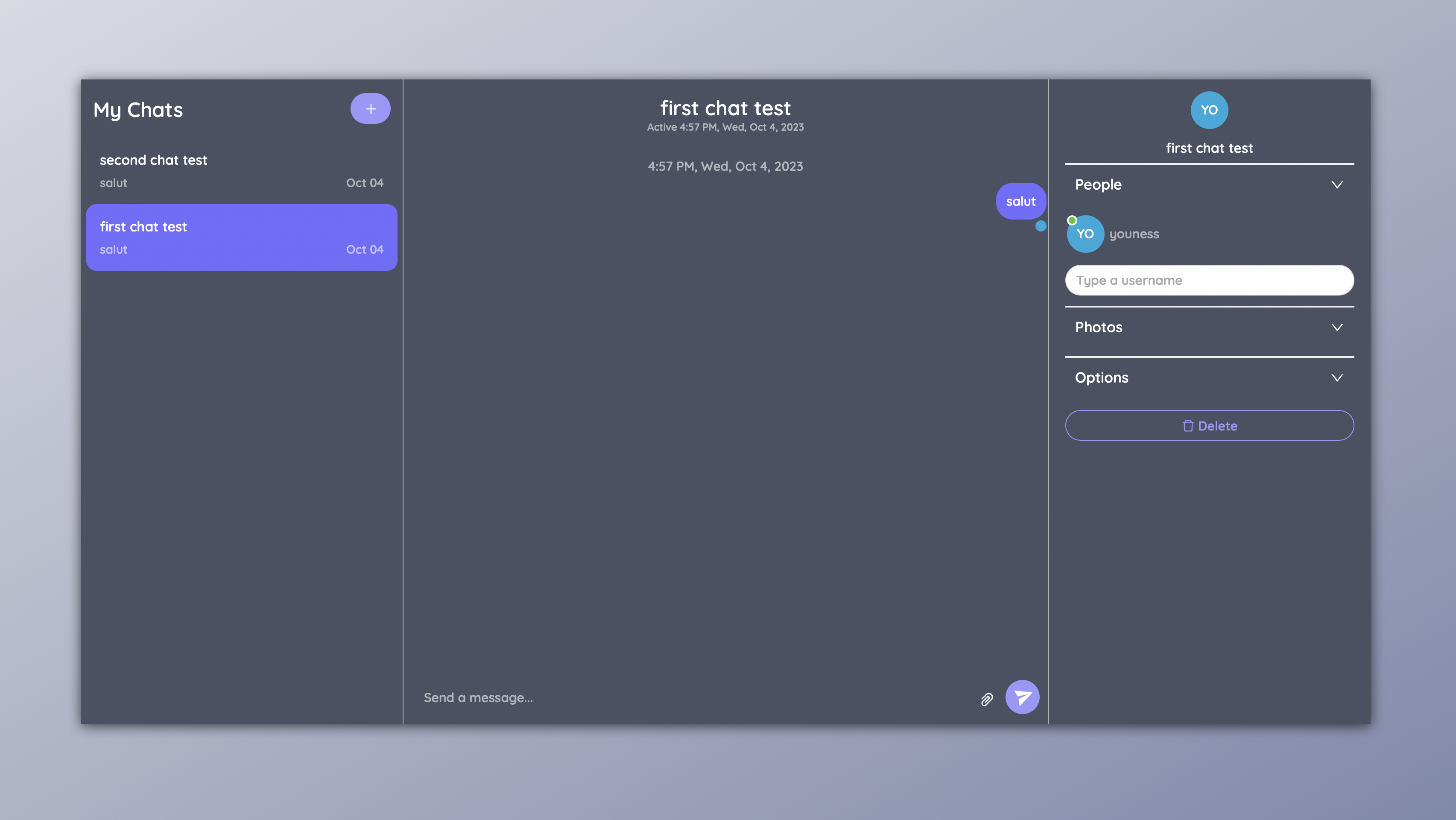 Fullstack real time chat app.